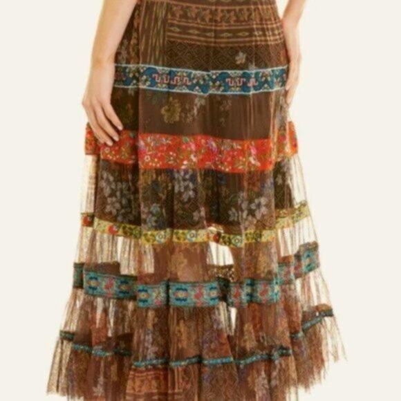 Johnny Was Wilhelmena Tiered Mesh Skirt multi colored XL - Picture 4 of 14